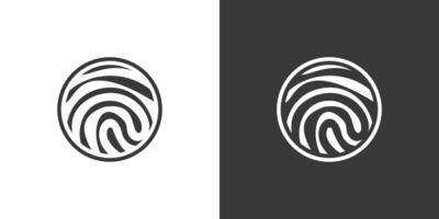 Fingerprint abstract logo black line finger print circle design vector