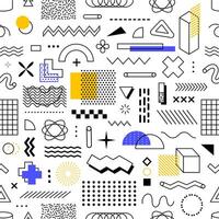Geometric Memphis shapes seamless pattern tile vector