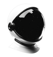A sleek, white astronaut helmet with a reflective visor, showcasing a starry night sky within, is isolated on a transparent background. png