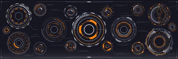 Futuristic digital technology HUD elements, UI vector