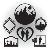 Heart-Shaped Frames with Stylish Patterns vector