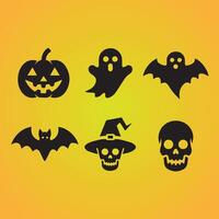 a collection of halloween icons including bats and ghost vector