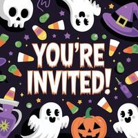 a poster with a halloween theme that says ' you ' re welcome ' vector