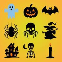a collection of halloween images including a ghost and a spiderman. vector