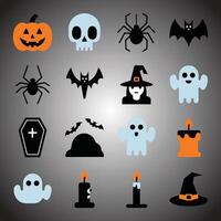 a halloween theme with a skeleton and a house vector