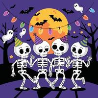 a poster for halloween with bats and a moon vector