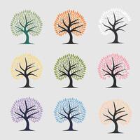 a series of trees with different colors vector