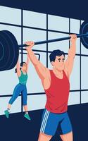 Pulling weights in fitness center vector