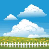 landscape with trees and clouds vector