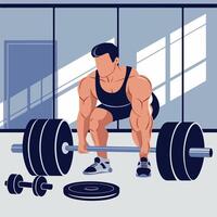 Powerlifting with weights on bar vector