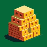 A stack of bricks with holes in it vector