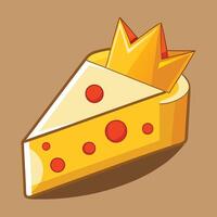 Cheese slice with crown on top of it vector