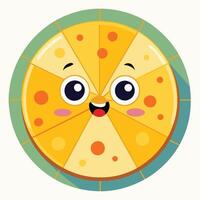 A cartoon cheese slice with eyes and a smile vector