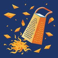 A grater with a bunch of cheese flying out of it vector