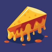 A piece of cheese with melted cheese on it vector