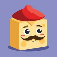 Cheese with mustache and mustache on a purple background vector