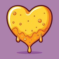 A heart shaped piece of honey on a purple background vector