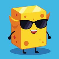 Cheese with sunglasses and horns on a blue background vector