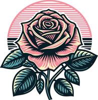A rose with a sun in the background vector