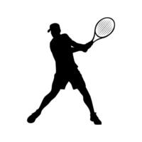 Black and white silhouette of a male tennis player vector