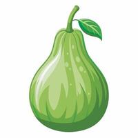 A green pear with leaves on it vector
