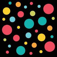 A black background with colorful polka dots vector