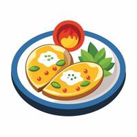 An illustration of toast with eggs and peppers vector