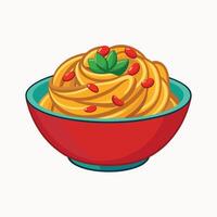 Spaghetti with tomato sauce in a bowl vector