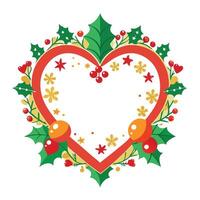 Christmas frame with holly leaves and berries vector