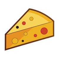 Cheese slice with black spots and red dots on white background vector
