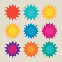 A set of colorful starburst icons vector