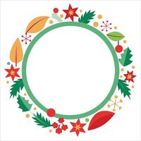 A wreath with leaves and flowers in a circle vector