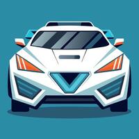 A cartoon car with a blue background vector