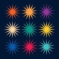 A set of nine different colored starburst vector