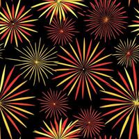 A seamless pattern with red and yellow fireworks vector