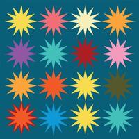 A set of colorful starburst icons vector