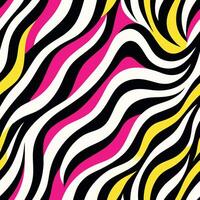 A zebra print fabric with pink, yellow and black stripes vector