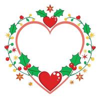 A heart shaped frame with holly leaves and berries vector