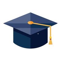 Graduation cap icon, flat design, isolated on white background vector