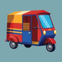 A small three wheeled vehicle with a blue and red color scheme vector
