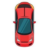 Top view of a red car on a white background vector