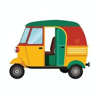 A small auto rickshaw with a green and red door vector