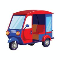A small red and blue tuk tuk on a white background vector