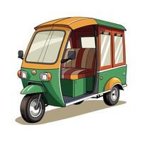 A cartoon green and orange tricycle on a white background vector
