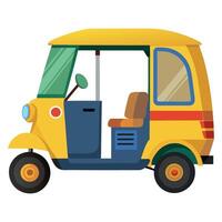 A yellow tuk - tuk car on a white background vector