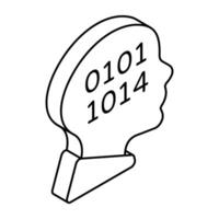 Modern design icon of binary mind vector