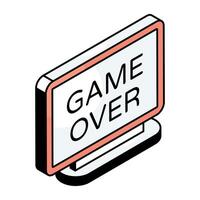 A flat design, icon of game over vector