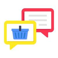 A colored design icon of shopping chat vector