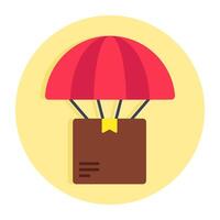 An icon design of parachute delivery vector