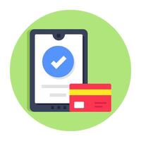 Mobile card payment icon in trendy vectors design